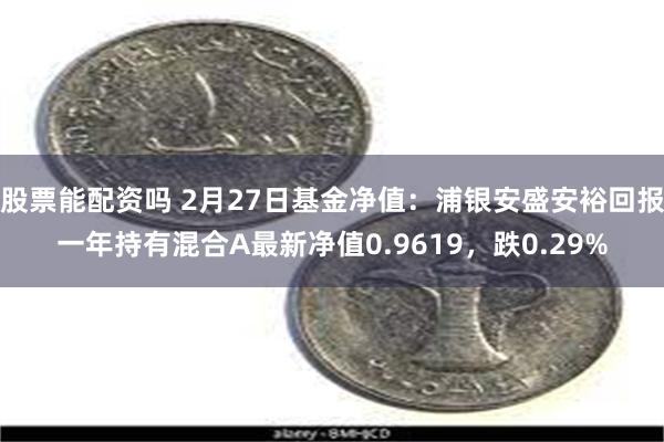 股票能配资吗 2月27日基金净值：浦银安盛安裕回报一年持有混合A最新净值0.9619，跌0.29%